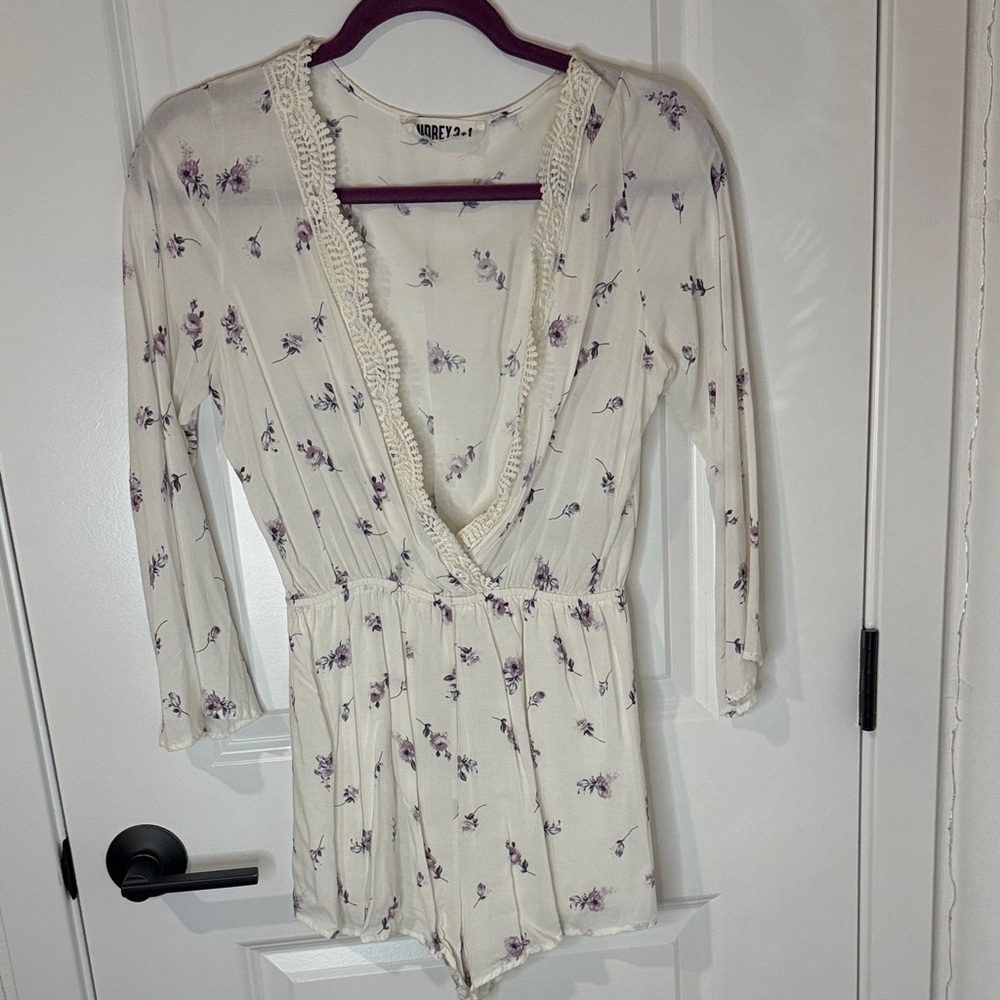 Audrey 3+1 Cream Floral Jumpsuit